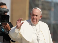 Pope Francis at the International Eucharistic Congress in Budapest, Hungary Sept. 12, 2021.